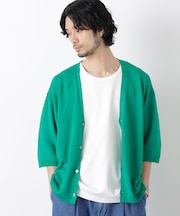 エアリードレープ ニットカーディガン 5分袖