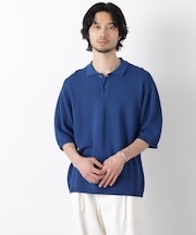 エアリードレープ ニットポロシャツ 半袖