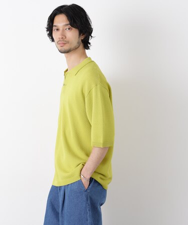 エアリードレープ ニットポロシャツ 半袖