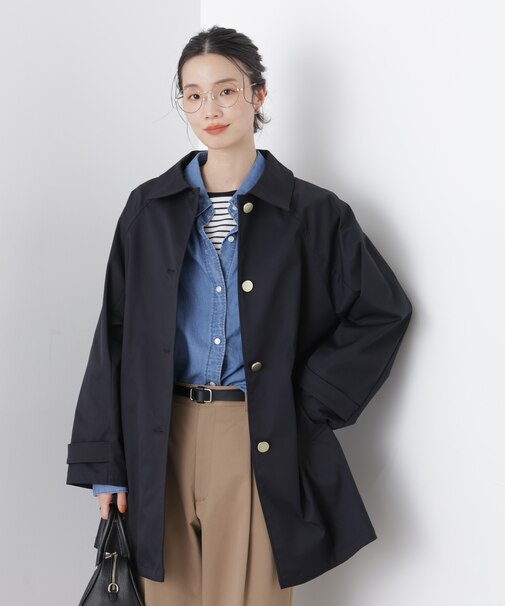 撥水加工ステンカラーミドルコート