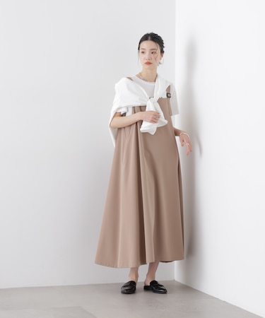 多機能2wayストレッチ サロペットフレアワンピース(セットアップ可)