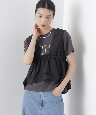 ノースリーブギャザーフレアビスチェ