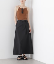 多機能2wayストレッチ ベルテッドセミフレアマキシスカート(セットアップ可)