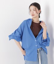 マシンウォッシャブルリネン混 ボリュームスリーブシャツ