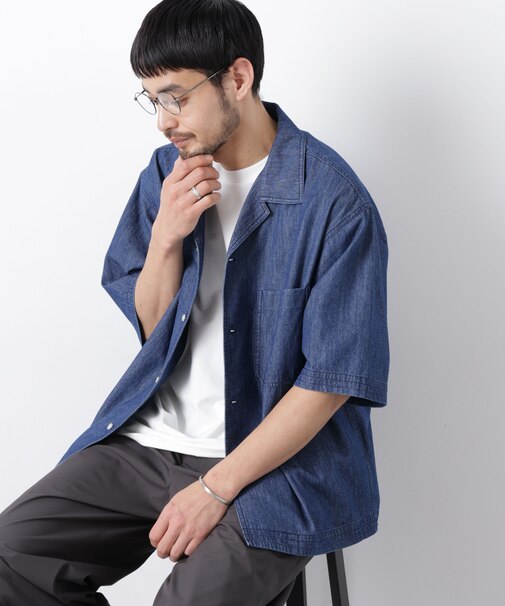 「OtoNANO」 デニムシャツ 半袖