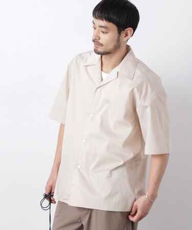 「OtoNANO」オープンカラーストライプ半袖シャツ
