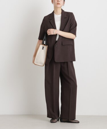 メランジドライ 2タックワイドパンツ(セットアップ可)