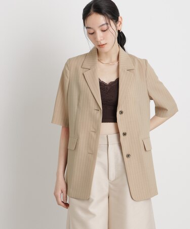 メランジドライ ハーフスリーブシングルジャケット(セットアップ可)