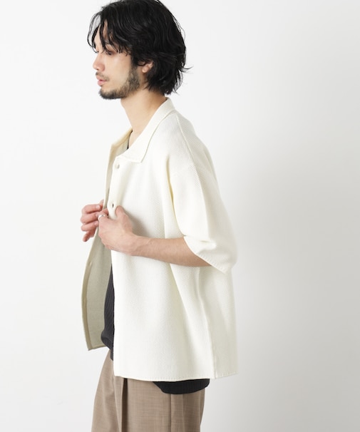 コットンシードステッチニットシャツ