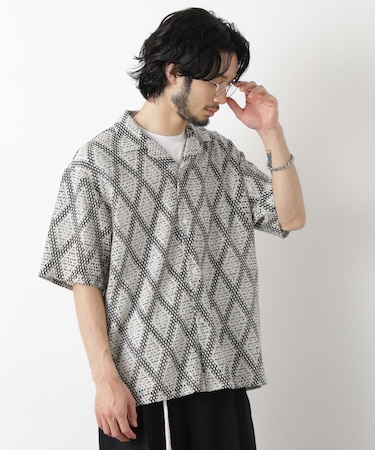 ダイヤレース オープンカラーシャツ