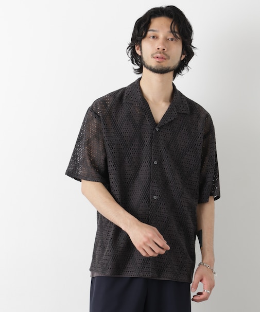 ダイヤレース オープンカラーシャツ