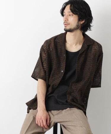 ダイヤレース オープンカラーシャツ