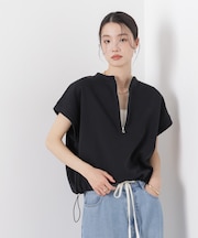 接触冷感ダンボールカットハーフジップトップス(セットアップ可)