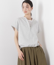 接触冷感ダンボールカットハーフジップトップス(セットアップ可)