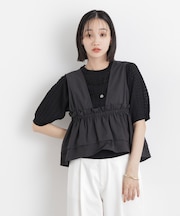 ポコポコスクエア柄クルーネック半袖ニットプルオーバー