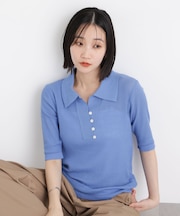 ソフトシアーランダムリブ衿付きニット