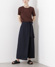 多機能リネン混ラップ風サイドリボンスカート(セットアップ可)