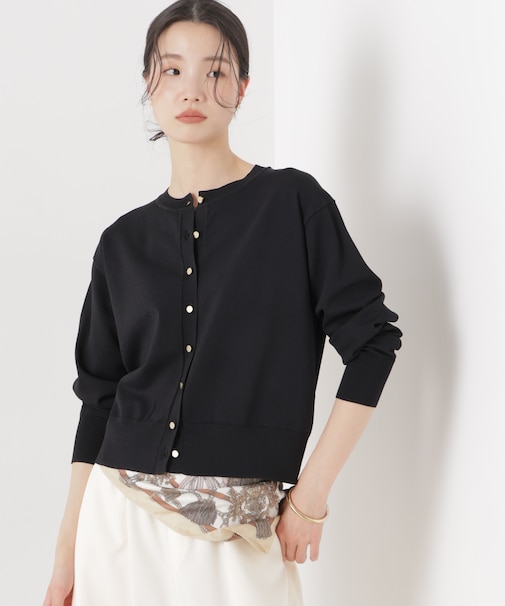 洗濯機洗い可UVカット接触冷感金ボタンクルーカーディガン