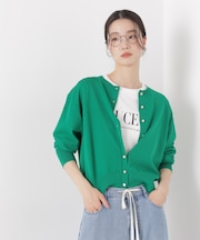 洗濯機洗い可UVカット接触冷感金ボタンクルーカーディガン