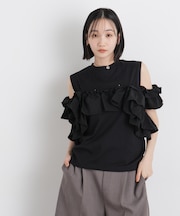 3wayデザインフリルコンビカットトップス