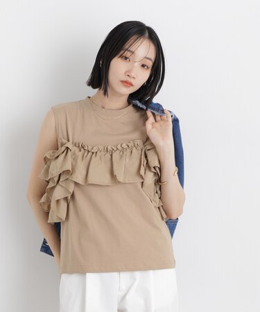 3wayデザインフリルコンビカットトップス
