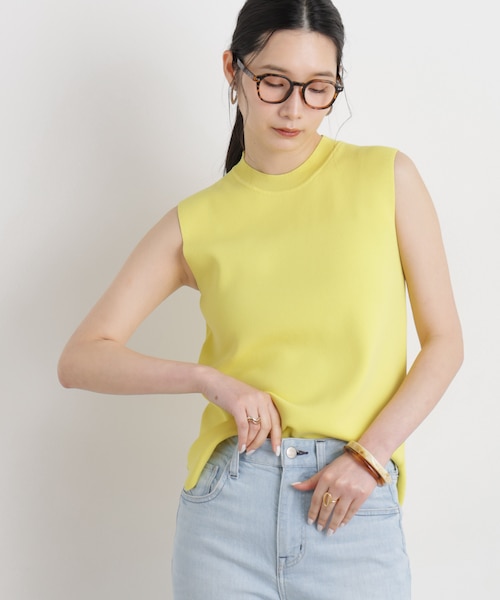 レモンモチーフノースリニット ピンタックサマーノースリーブニット / ERI / ROPÉ ｜J'aDoRe JUN ONLINE