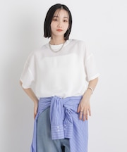 カットジョーゼットラウンドヘムTブラウス
