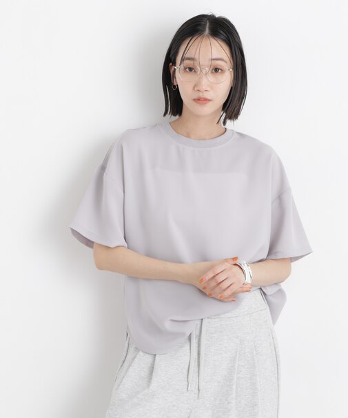 カットジョーゼットラウンドヘムTブラウス