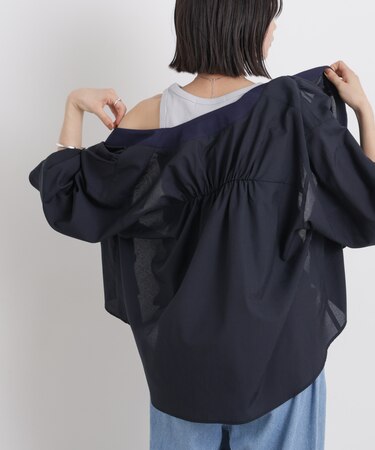 バックギャザーシアーシャツカーディガン