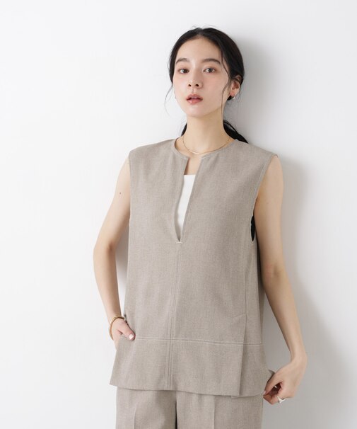 バーズアイキーネックベスト(セットアップ可)