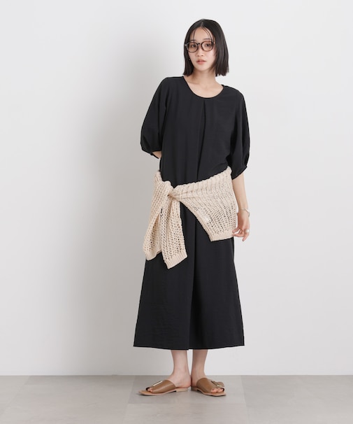 多機能リネンライク前後2wayランタンスリーブワンピース