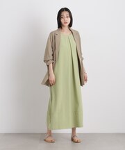 多機能リネンライク前後2wayランタンスリーブワンピース