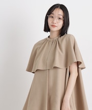 多機能リネンライクケープカラーセットデザインブラウス