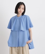 多機能リネンライクケープカラーセットデザインブラウス