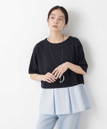 異素材ペプラムカットソー