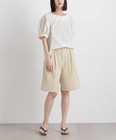 メランジストレッチベルト付ハーフパンツ(セットアップ可)