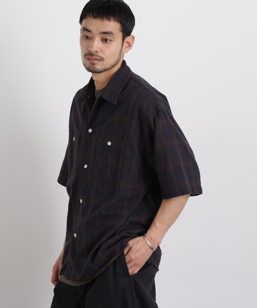 バスケットシアー オンブレーチェックシャツ