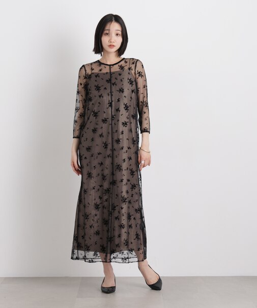 kaene／フロッキーサテン2wayドレス