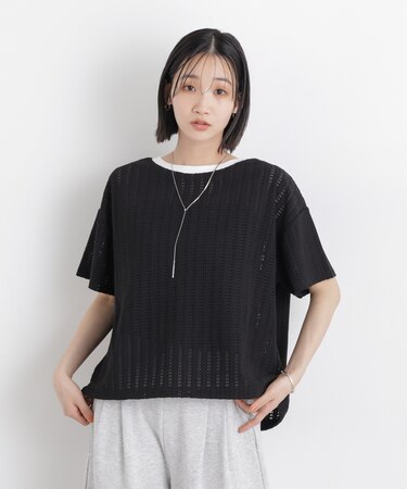 カットジャガードドロストヘムトップス