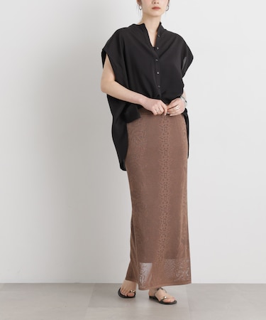 メッシュレースニットスカート