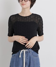 シアーカットクルーネックトップス