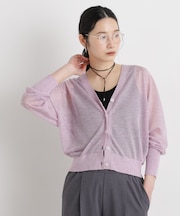 Vネックシアーニットカーディガン