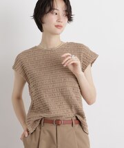 カットジャガードフレンチスリーブトップス(セットアップ可)
