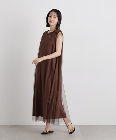 チュールコンビレイヤードワンピース