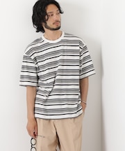 コーマコットンランダムボーダーTシャツ