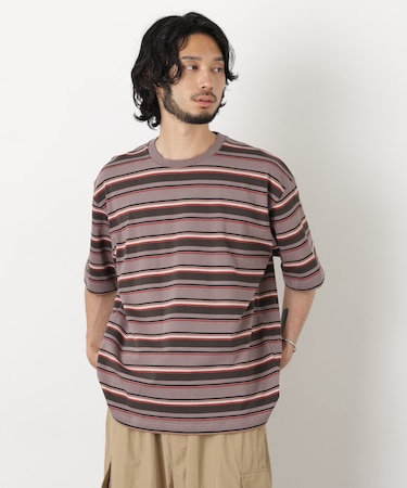 コーマコットンランダムボーダーTシャツ