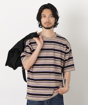 コーマコットンランダムボーダーTシャツ