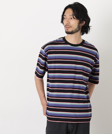 コーマコットンランダムボーダーTシャツ
