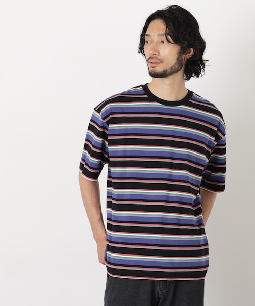コーマコットンランダムボーダーTシャツ