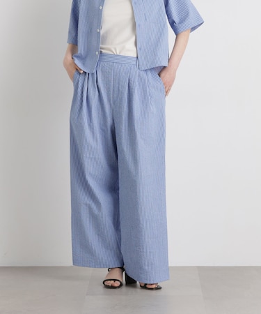 THOUSAND MILE／SEERSUCKER STRIPE WIDE PANTS(セットアップ可)